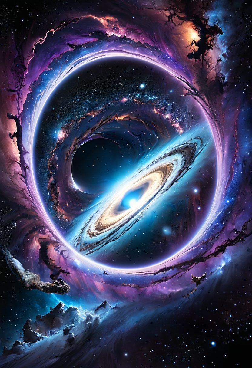 A mesmerizing view of the cosmos featuring vibrant galaxies, swirling nebulae, and distant stars. Incorporate a futuristic spacecraft exploring the depths of space alongside a glowing planet with rings. Showcase astrophysical phenomena like black holes and pulsars in the background. Include a cosmic color palette with deep blues, purples, and radiant whites to evoke a sense of wonder. super-realistic. vibrant colors.
